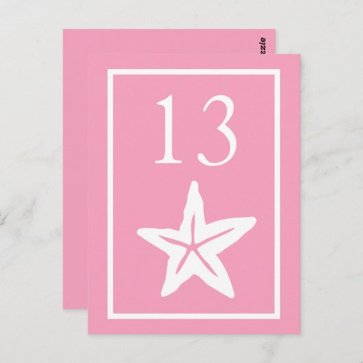 Star Fish Tischnummern (rosa / weiß) (Vorne/Hinten)