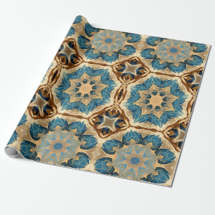 Star formt Art Deco, Blau und Braun Geschenkpapier