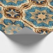 Star formt Art Deco, Blau und Braun Geschenkpapier (Ecke)