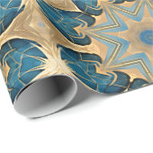 Star formt Art Deco, Blau und Braun Geschenkpapier (Rolleneckpunkt)