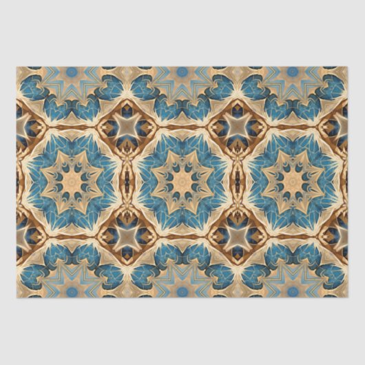 Star formt Art Deco, Blau und Braun Seidenpapier (Vorderseite)
