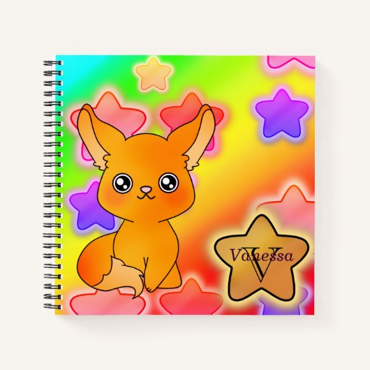 Star Fox in Pastellfarben Monogram-Notebook Notizblock (Vorderseite)
