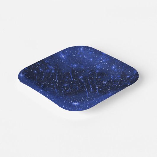 Star Galaxy on Blue Pappteller (Gewinkelt)