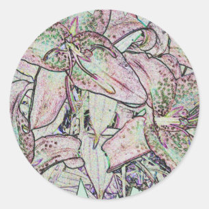 Star Gazer Lilies in Bleistift-Aufklebern Runder Aufkleber