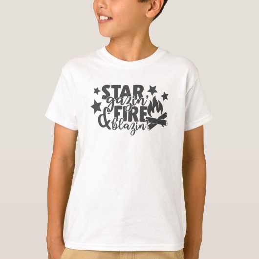 Star Gazing Feuer Blazing Cooles Camping Feuer T-Shirt (Vorderseite)