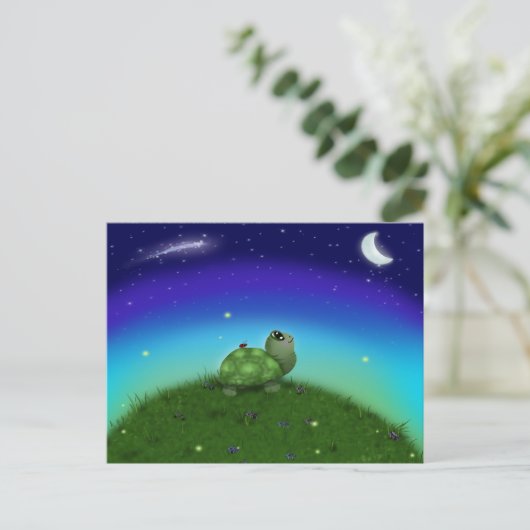 Star Gazing Turtle Postkarte (Stehend Vorderseite)