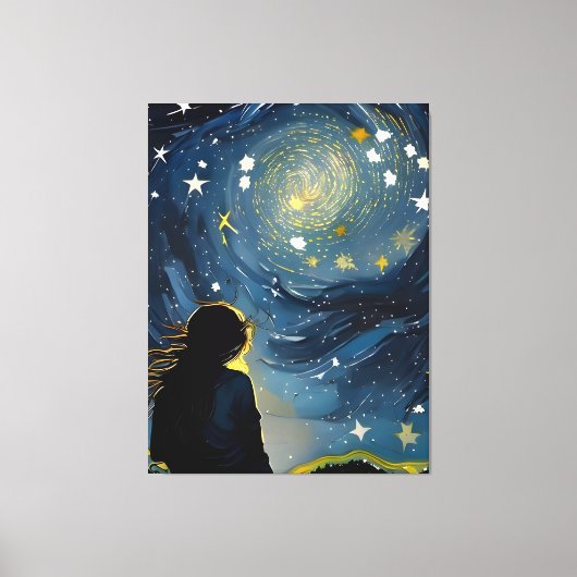 Star Gazing Woman Leinwanddruck (Vorderseite)