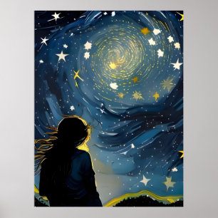 Star Gazing Woman Poster