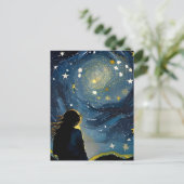 Star Gazing Woman Postkarte (Stehend Vorderseite)