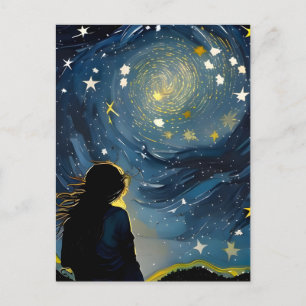 Star Gazing Woman Postkarte