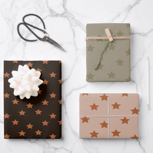Star Gemusterter Designer Geschenkpapier Set (Vorderseite)