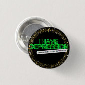 Star Glitzer Ich habe Depression Advocacy & Suppor Button (Vorne & Hinten)