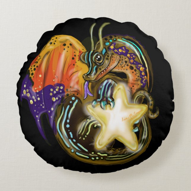 Star Glow Dragon Rundes Kissen (Vorderseite)