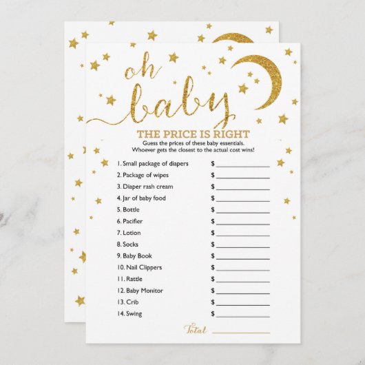 Star Gold Glitzer Der Preis ist das richtige Kinde Einladung (Vorne/Hinten)