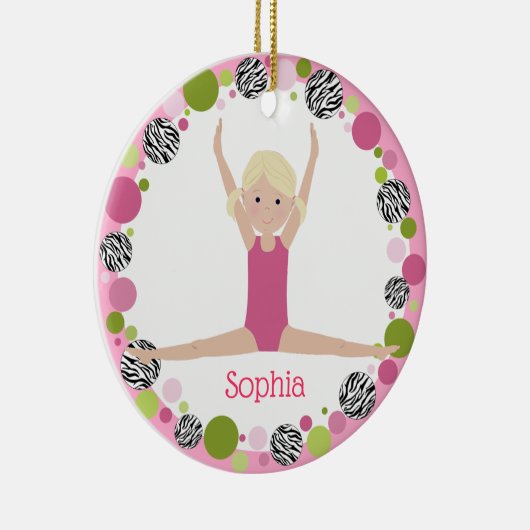 Star Gymnast Blonde Pony Schwanzes in Pinks Keramikornament (Rechts)