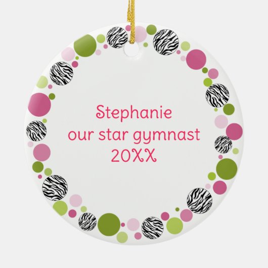 Star Gymnast Brown Pony Schwanzes in Pinks Keramik Ornament (Hinten)