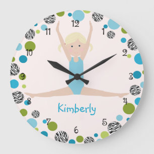 Star Gymnast in Aqua and Green Wall Clock Große Wanduhr