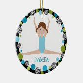 Star Gymnastin Brown Ponytails in Aqua und Green Keramik Ornament (Rechts)