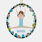 Star Gymnastin Brown Ponytails in Aqua und Green Keramik Ornament (Links)