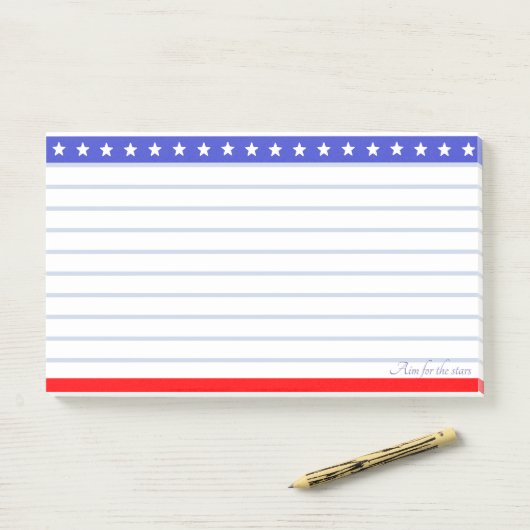 Star Header auf Blue Red & White Lined Post-it Klebezettel (Auf Schreibtisch)