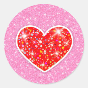 Star Heart Runder Aufkleber