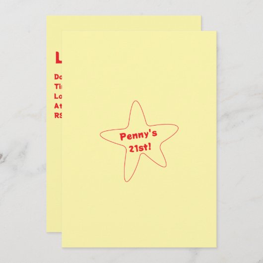 Star Invite Einladung (Vorne/Hinten)