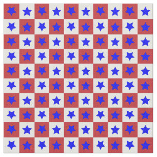 Star Karo in Rot, Weiß und Blau Stoff