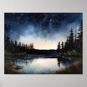 Star Lake Landschaft Malerei Art Print Poster