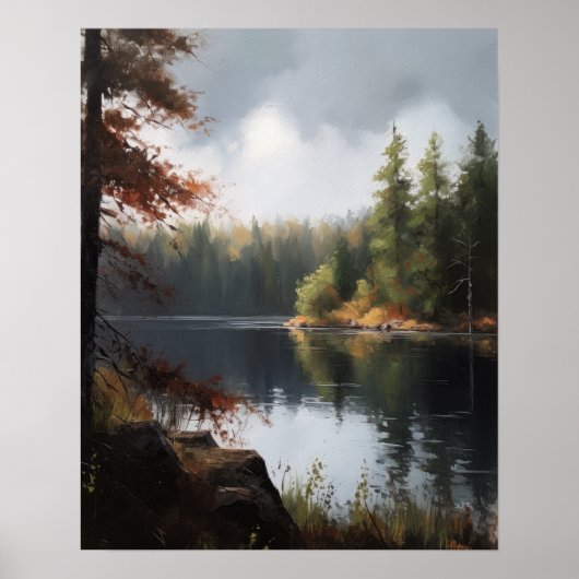 Star Lake Landschaft Malerei Art Print Poster (Vorne)