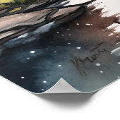 Star Lake Watercolor Landschaft Kunst, Dichtung un Poster (Ecke)