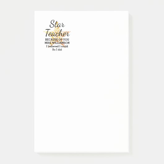 STAR LEHRER-ANERKENNUNG glaubte, ich könnte 4x6 Post-it Klebezettel (Vorderseite)