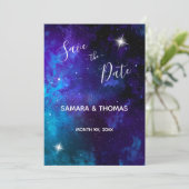 Star Light Blue Sky Wedding Save The Date (Stehend Vorderseite)