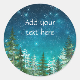 Star Light Forest Night Runder Aufkleber