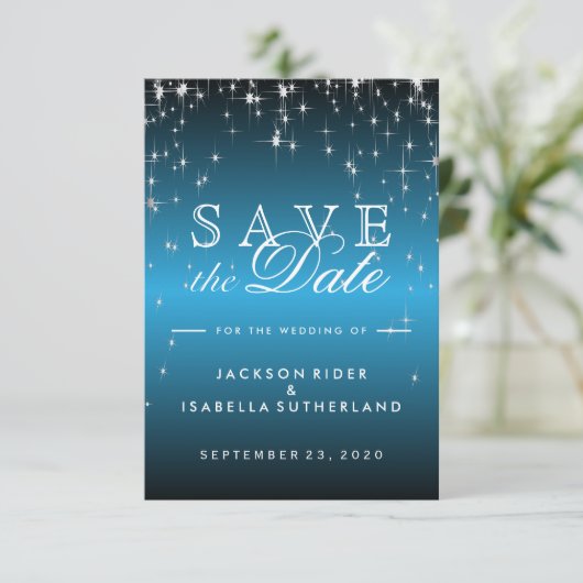 Star Light in Sky Blue - Save the Date (Stehend Vorderseite)