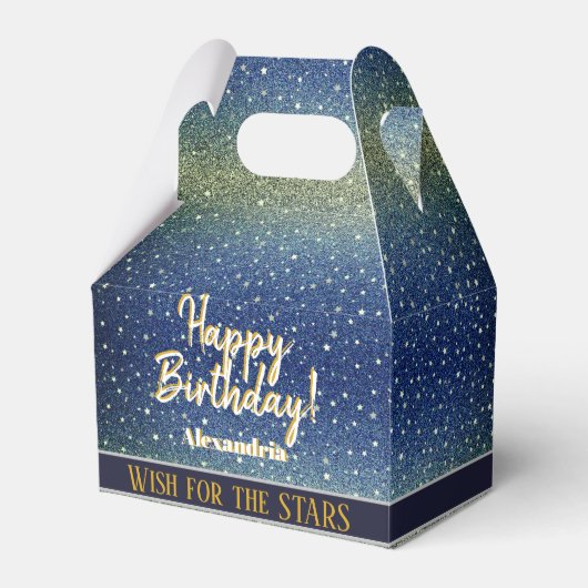 Star Light Sky Denim Blue Happy Birthday Party Geschenkschachtel (Vorderseite)