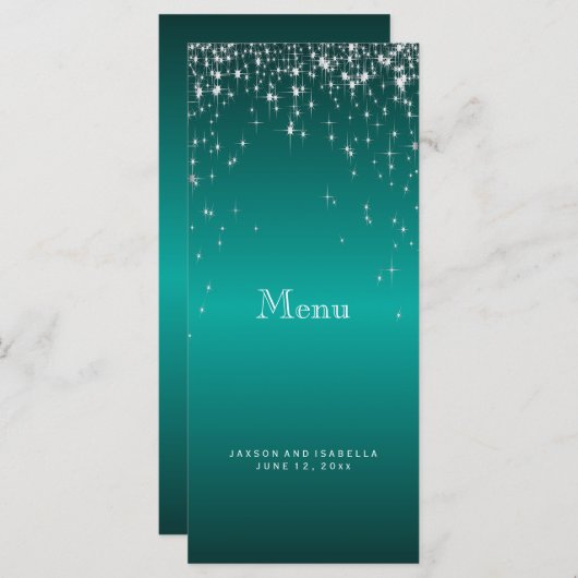 Star Lights in Aquamarin - Menü Menükarte (Vorne/Hinten)