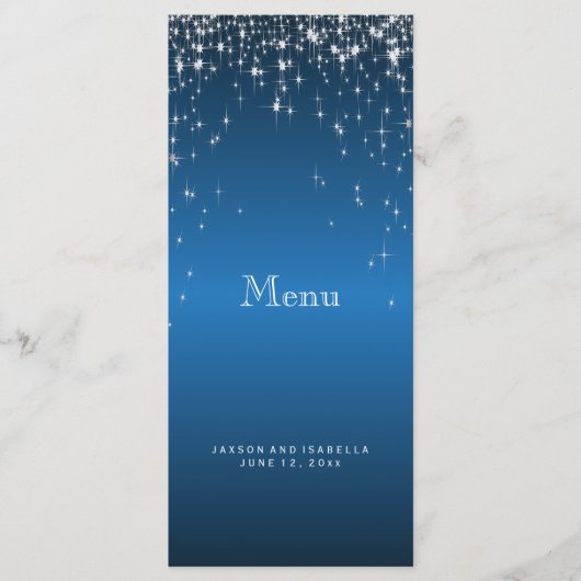 Star Lights in Blue - Menü Menükarte (Vorderseite)