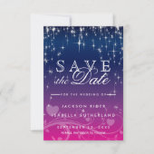 Star Lights in Dark Blue und Pink - Save the Date (Vorderseite)