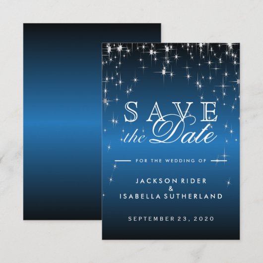 Star Lights in Metallic Blue - Save the Date (Vorne/Hinten)