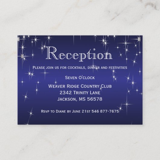 Star Lights in Metallic Dark Blue - Empfang Begleitkarte (Vorderseite)