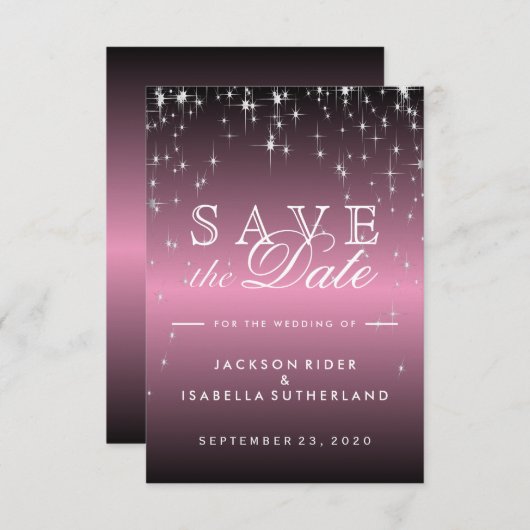 Star Lights in Metallic Pink Mauve - Save the Date (Vorne/Hinten)