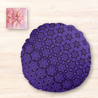 Star Mandala Lila blühend Rundes Kissen