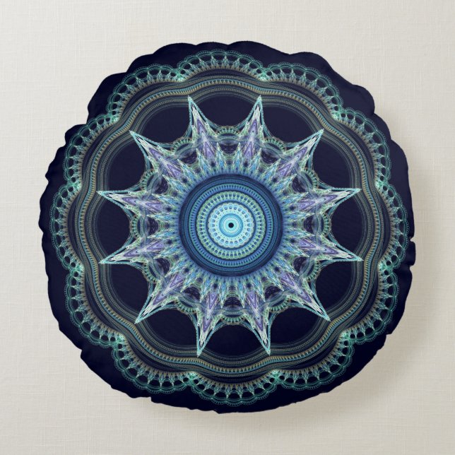 Star Mandala Rundes Kissen (Vorderseite)