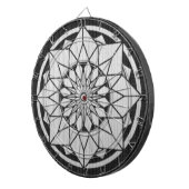 Star Mandala strickt schwarz & weiß Dartscheibe (Vorderseite rechts)