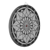 Star Mandala strickt schwarz & weiß Dartscheibe (Vorderseite Links)