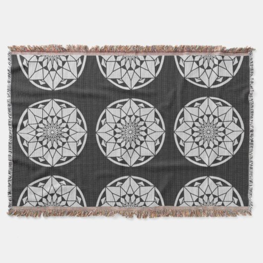 Star Mandala strickt schwarz & weiß Decke (Vorderseite)