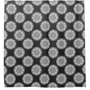 Star Mandala strickt schwarz & weiß Duschvorhang
