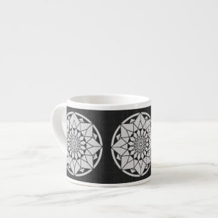 Star Mandala strickt schwarz & weiß Espressotasse