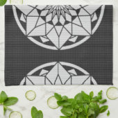 Star Mandala strickt schwarz & weiß Handtuch (Gefaltet)