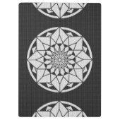 Star Mandala strickt schwarz & weiß Klemmbrett (Rückseite)